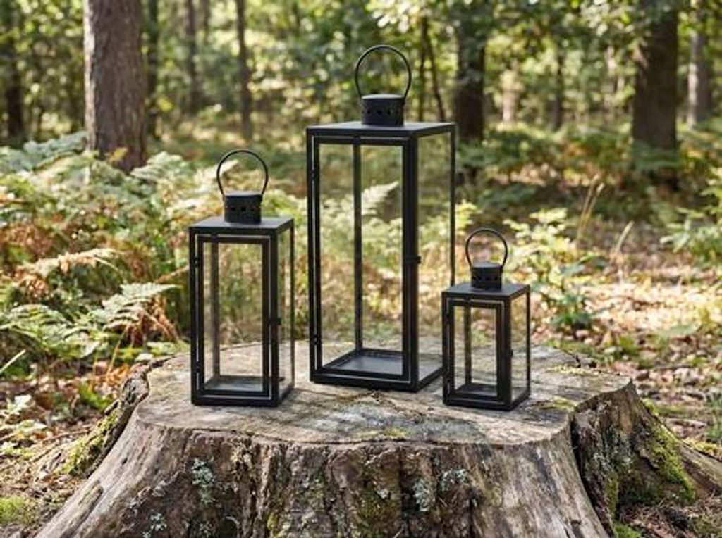 Laterne Lafiora Metall 22 x 22 x 55 cm schwarz Produktbild 