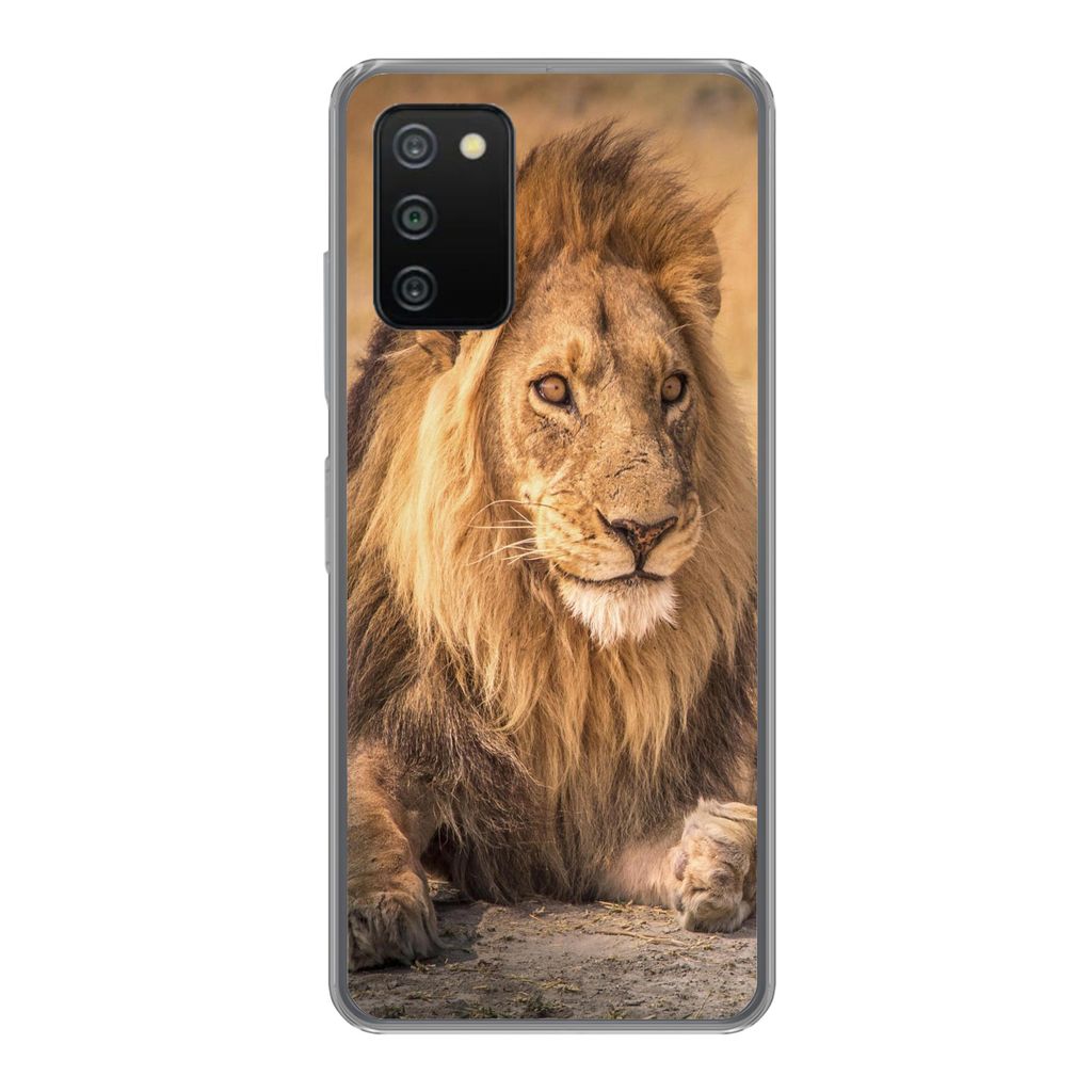 MuchoWow Handyhülle Schutzhülle Hülle für Samsung Galaxy A03s Löwe - Nahaufnahme - Savanne Silikon Softcase Handy Hülle - Schutz