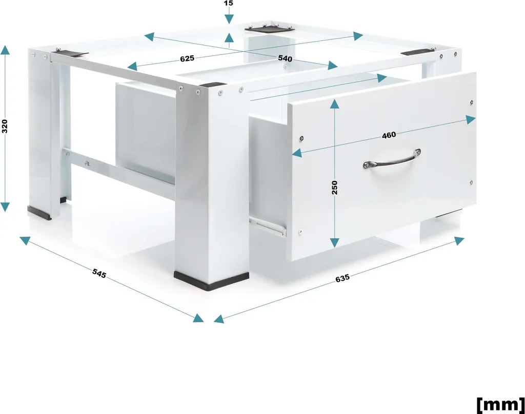 Socle Lave-linge avec Tiroir de Rangement Base Sèche-linge en Acier - 5