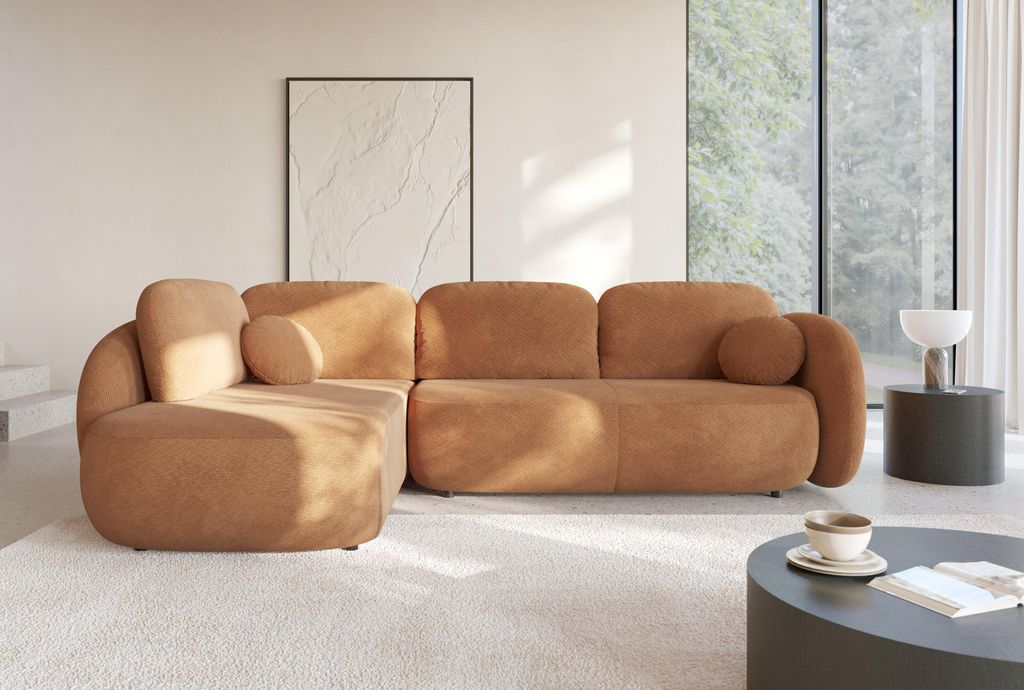 Masseno Ecksofa AMICO II L-S mit Schlaffunktion L-Form, Sofa mit Bettkasten, Wohnzimmersofa, Couch, Soffa, Bettsofa, Couchgarnitur- Braun, EGON 42