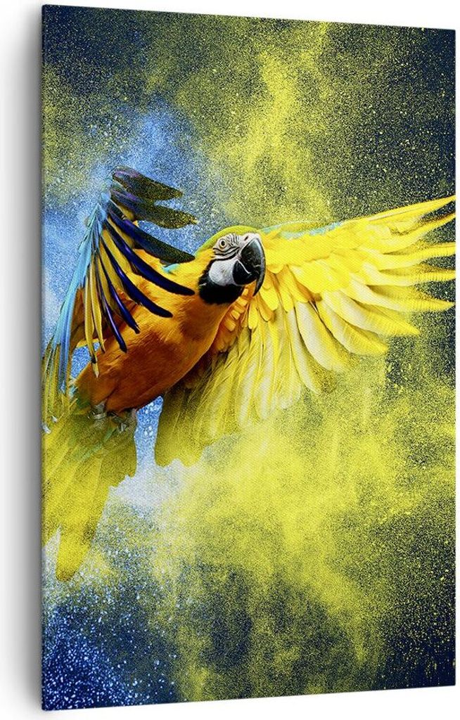 Bild auf Leinwand - Leinwandbild - Einteilig - Papagei Vogel Feder - 80x120cm - Wand Bild - Wanddeko - Wandbilder - Leinwanddruck - Wanddekoration ...