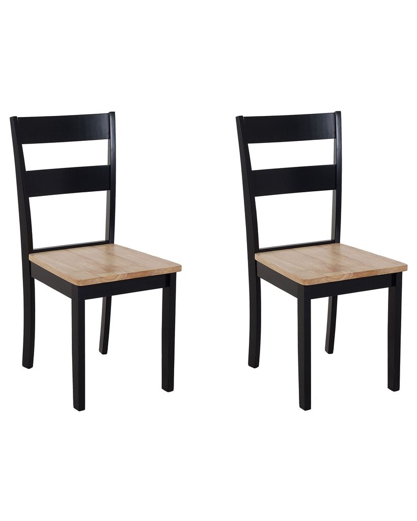 BELIANI Stuhl 2er Set  Hellbraun/Schwarz Esszimmer Küche Produktbild 