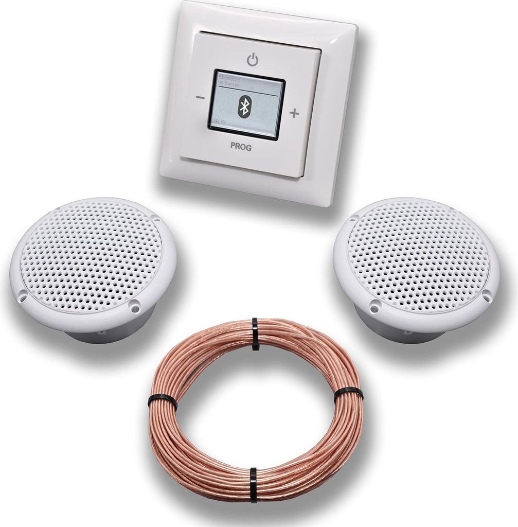 Busch Jäger Unterputz Bluetooth-Radio 8217U alpinweiß Komplett-Set Balance SI + 2 x Deckenlautsprecher (Feuchtraum/Badezimmer) Einbaulautsprecher...