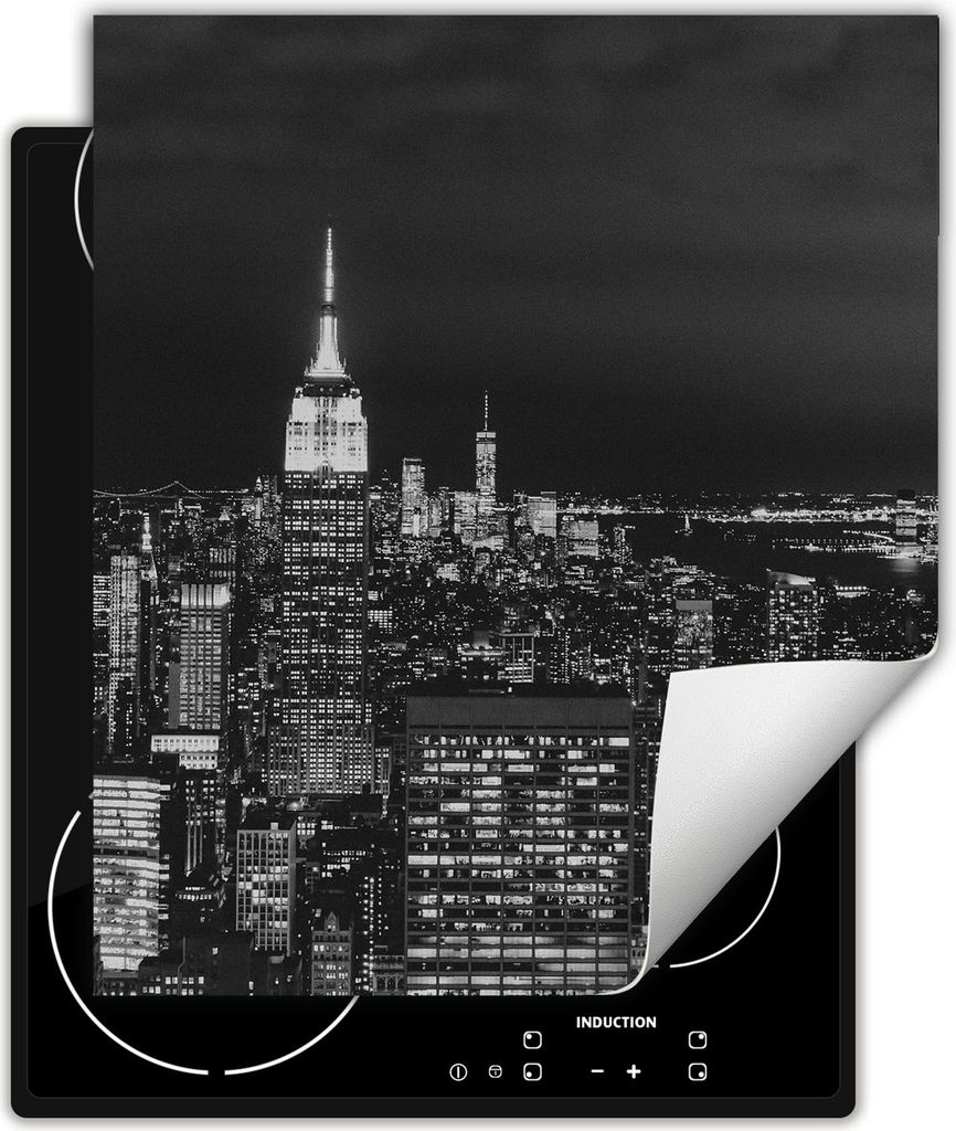 DarHaus Herdabdeckplatte 45x52 cm Anti Rutsch Matte Aufrollbar, nacht - Stadt