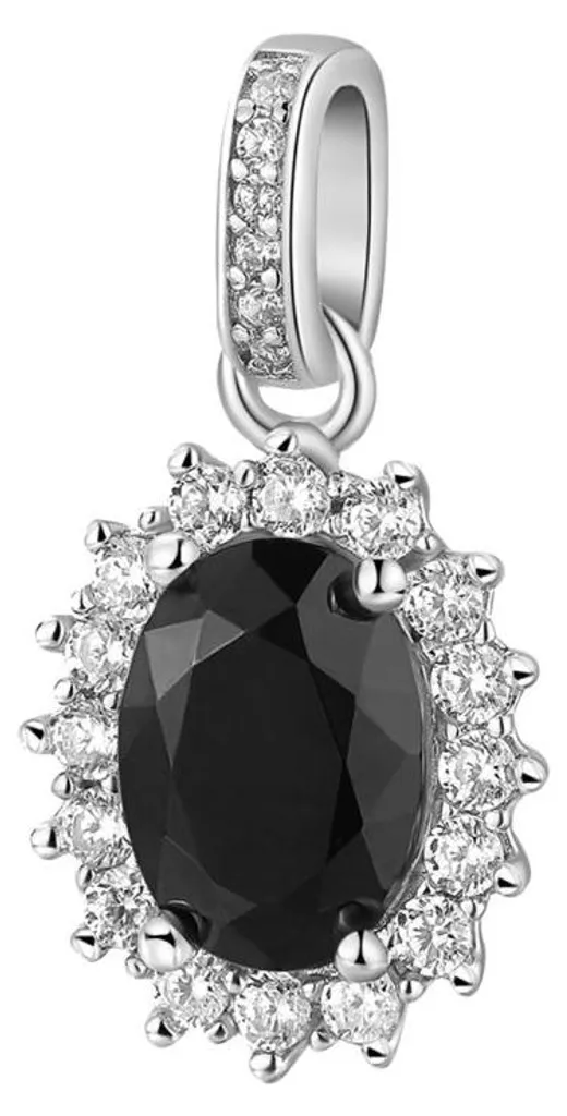 Pendentif en argent massif et pierre noire FMB12 - Collier de créateur