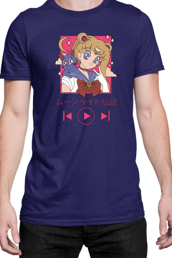 Herren T-Shirt Japan Manga Anime Comics Animation Sailor Anime Manga Moon 14, Man 2XL / Dunkelblau