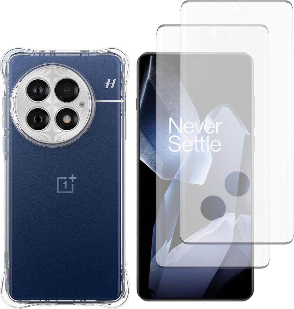 Stoßfeste Hülle für OnePlus 13 und 2 Displayschutzfolien aus gehärtetem Glas Phonillico