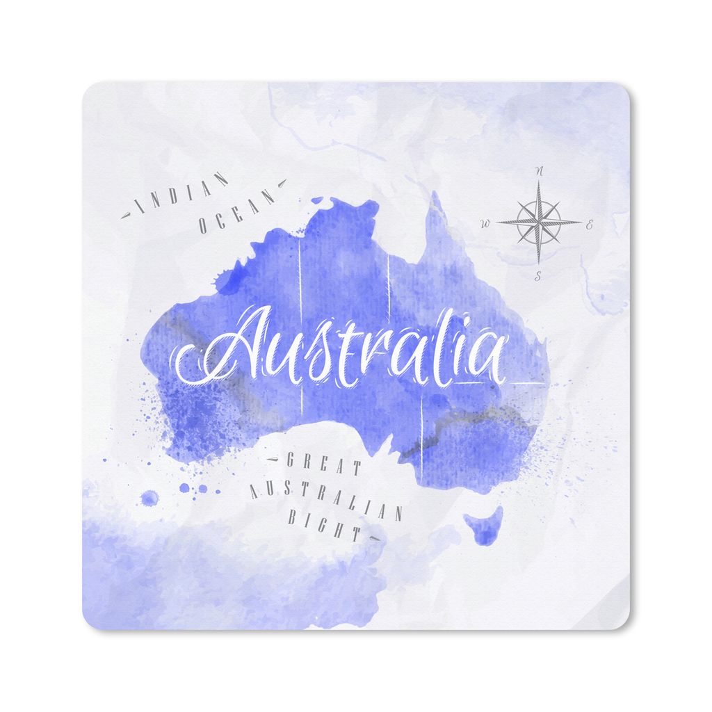 MuchoWow Mauspad Mousepad Weltkarte - Australien - Blau 30x30 cm - Mousepads - Maus Mat - Pad - Mausunterlage - Gaming