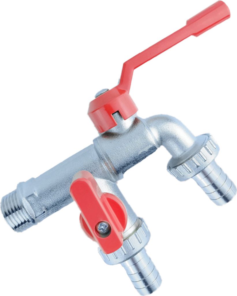 INF Doppelter Wasserhahn aus Messing mit Schnellanschluss model 2