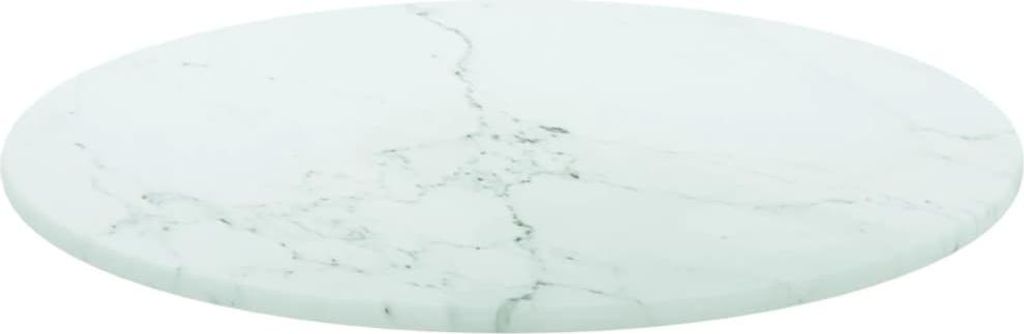vidaXL Tischplatte Weiß Ø30x0,8 cm Hartglas in Marmoroptik Produktbild 