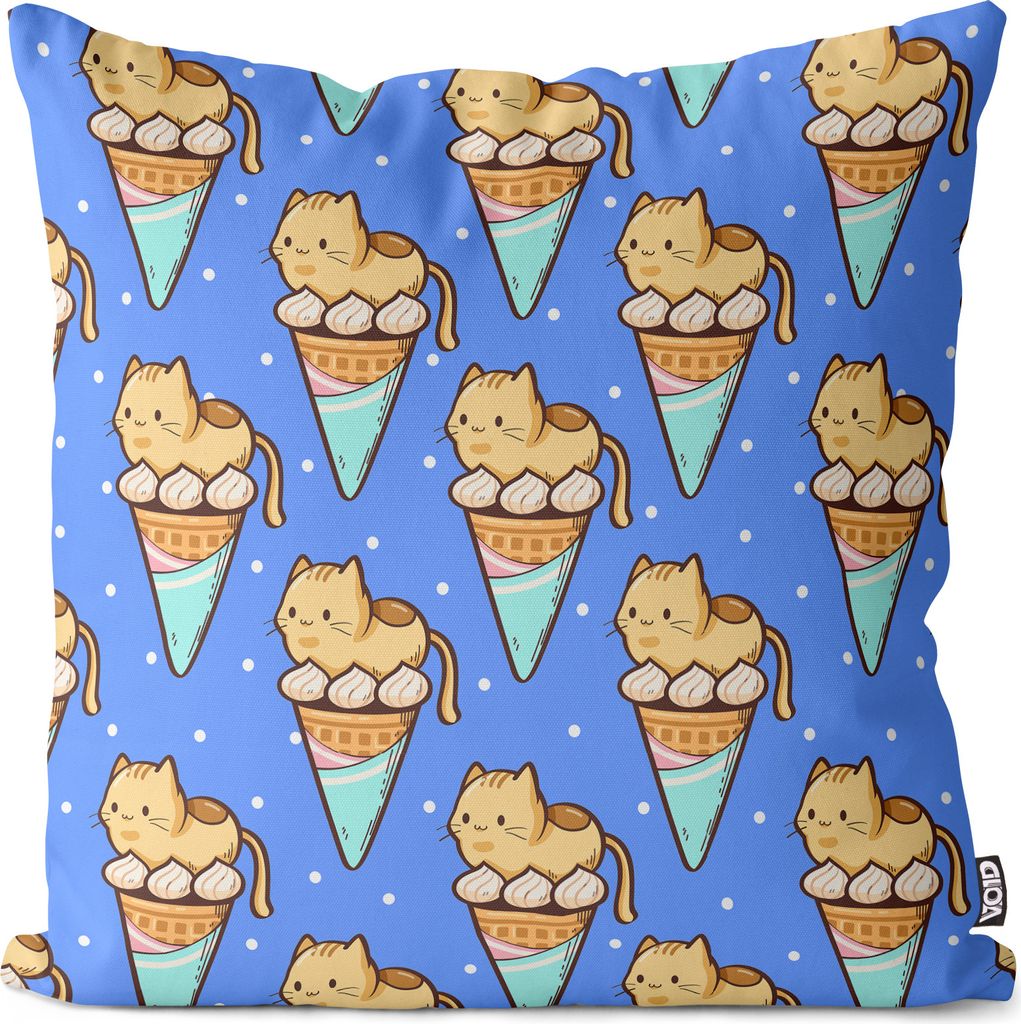 VOID Eistüte Katze Manga Japan Kissenbezug Kissenhülle sofa couch wohnzimmer dekoration wasserfest Outdoor Kissen bezug deko