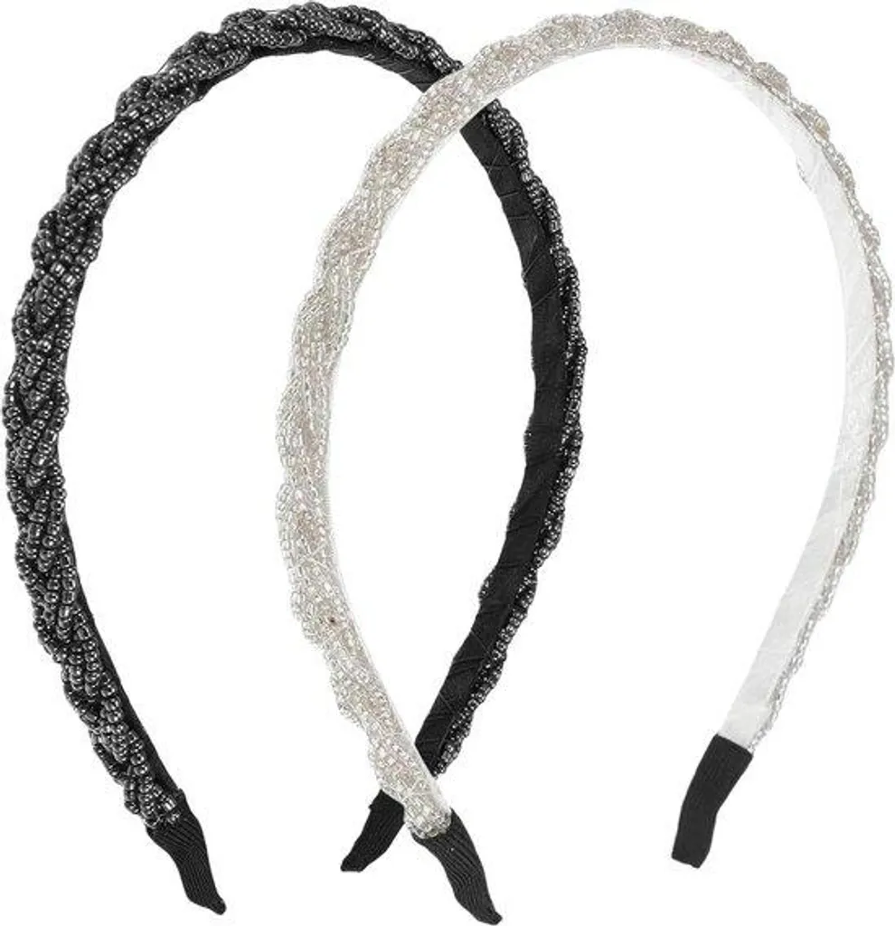 Serre-tête bandeau tressé orné de perles colorées - Accessoire de tête