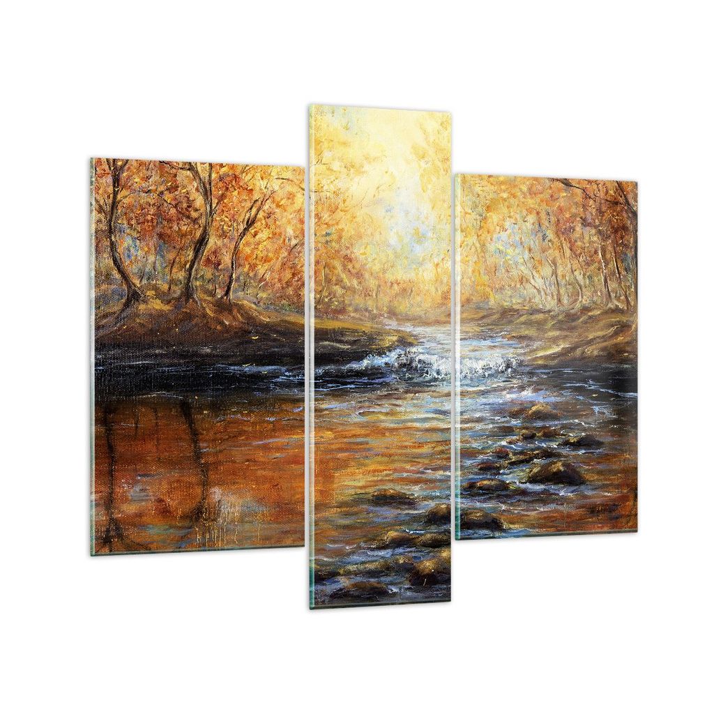 Bilder auf glas - Bach Park Baum - 95x80cm - Glasbilder - Wandbilder - Bilder - Kunstdruck - zum Aufhängen bereit - Wanddekoration aus Glas - Glas...