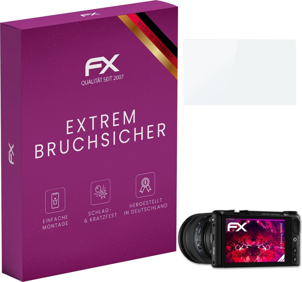 atFoliX FX-Hybrid-Glass Displayfolie kompatibel mit Samsung NX2000 Glasfolie