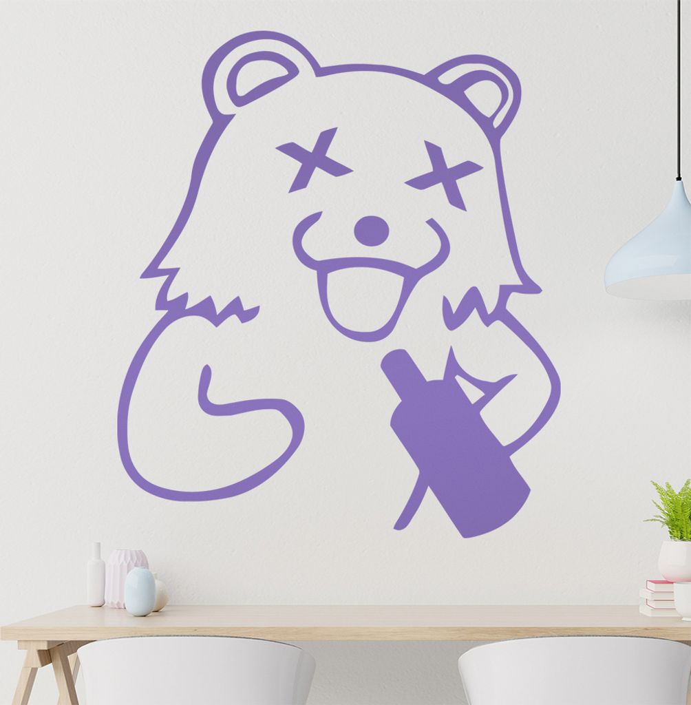 säufer Pedobär Wandtattoo in 6 Größen - Wandaufkleber Wall Sticker - Dekoration, Küche, Wohnzimmer, Schlafzimmer, Badezimmer