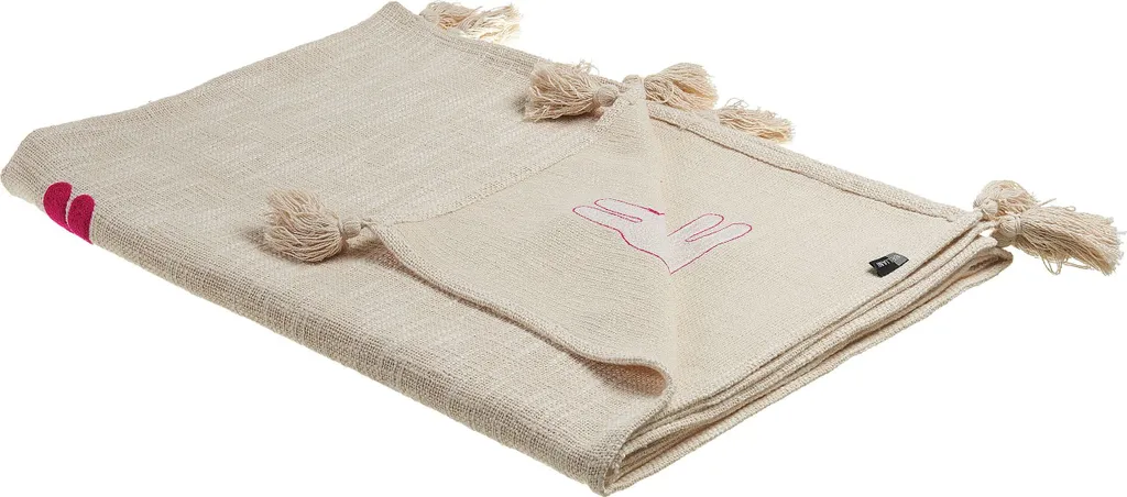 Couverture Lamy en coton doux beige rose 130x180 cm style scandinave
