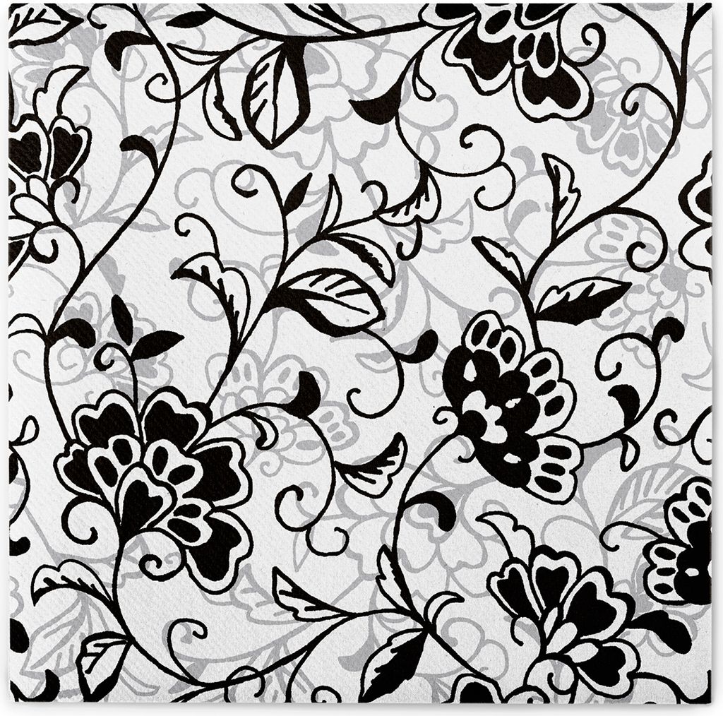 Sovie HOME Serviette Liv in Schwarz aus Linclass Airlaid 40 x 40 cm, 12 Stück - Floral Blumen