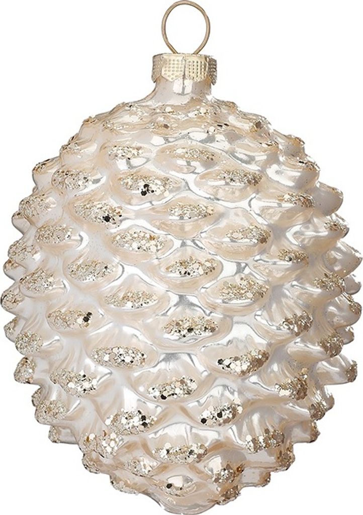 Christbaumschmuck Glas Zapfen 8cm Champagne