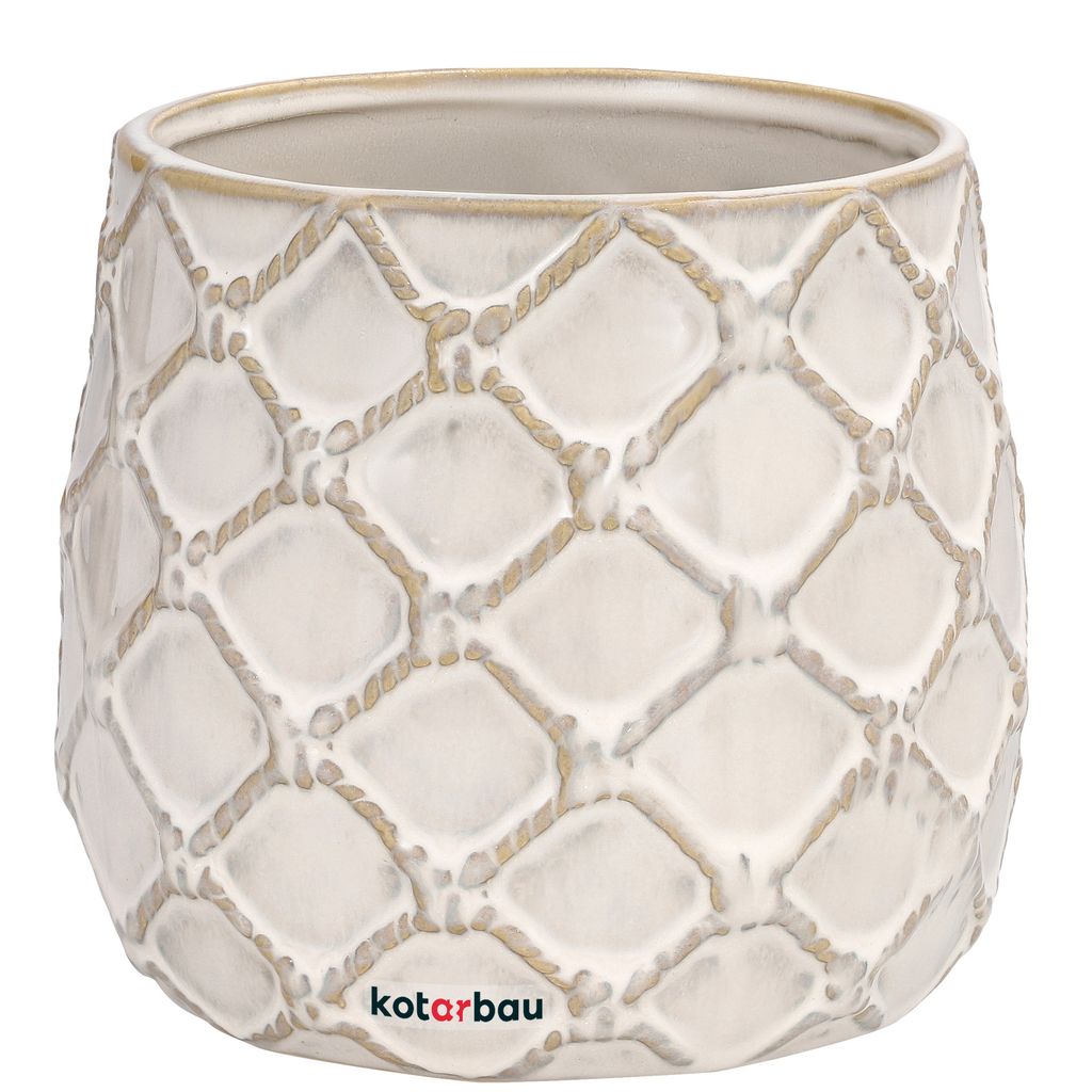KOTARBAU Keramik-Blumentopf 125 mm Übertopf Hell mit Ananas-Motiv