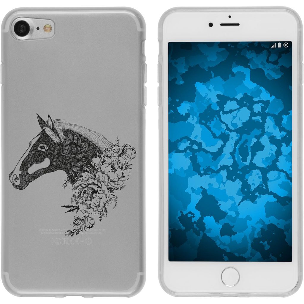 PhoneNatic Case kompatibel mit Apple iPhone 7 / 8 / SE 2020 Silikon-Hülle Floral Pferd M5-1
