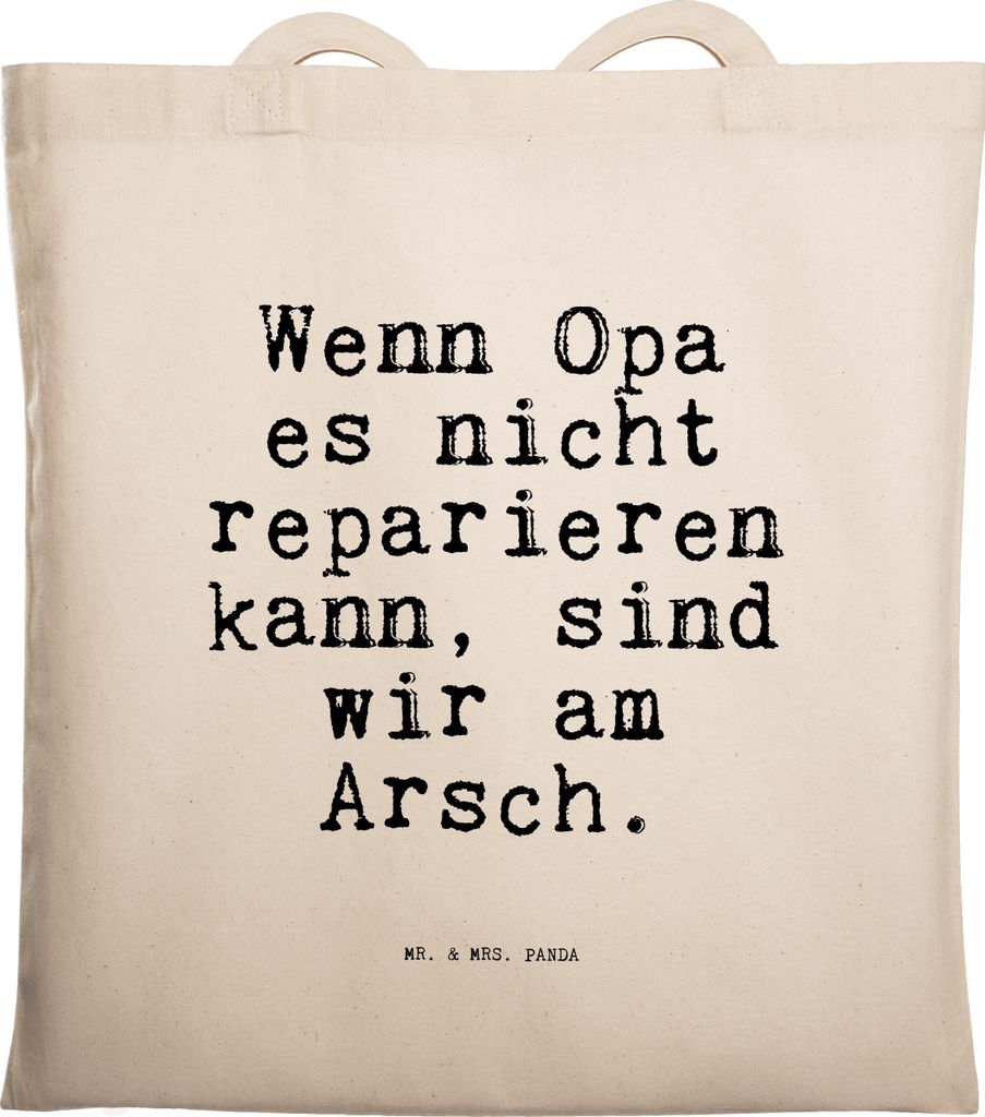 Mr. & Mrs. Panda Shopping Tasche Wenn Opa es nicht... - Transparent - Geschenk, bester, dokumententasche, Sprüche, Jutetasche, Opi, Tote Bag, Papa...