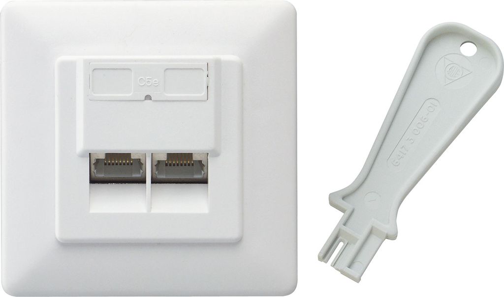 SCHWAIGER -TDU2628 532- Netzwerk Anschlussdose (UP) 2 RJ45 Buchsen (8P8C), Weiß