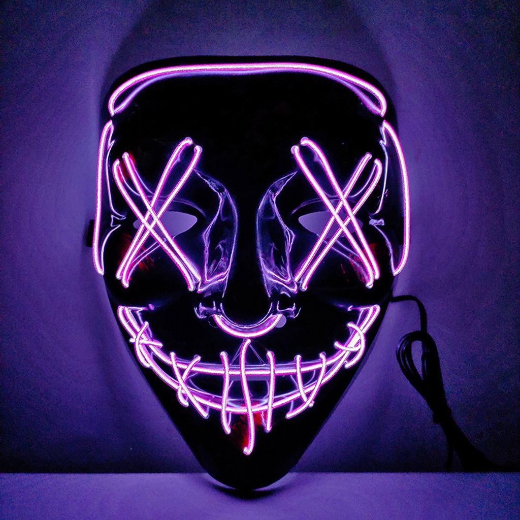 LED Grusel Maske wie aus the Purge Halloween Horror Verkleidung Gesichtsmaske DE