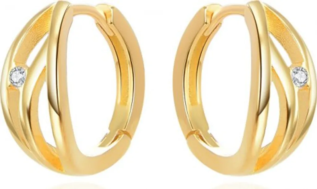 Boucles d'oreilles rondes plaquées or et zircon AGUC3345 chic