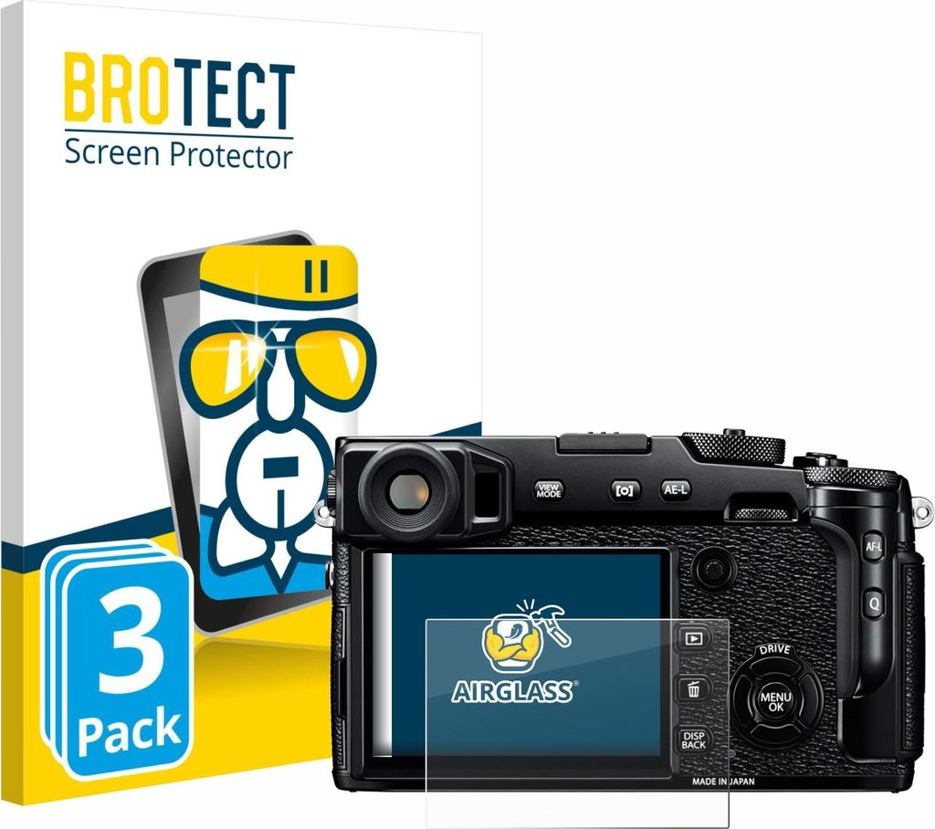 3x BROTECT Schutzglas für Fujifilm X-Pro2 Schutzfolie Panzer Folie Glas Display Schutz klar