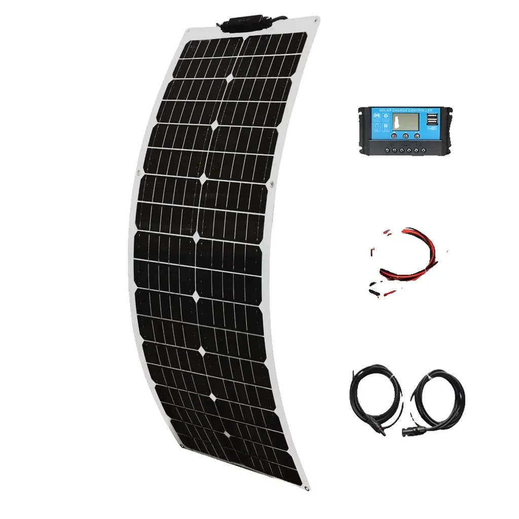 Pannello solare monocristallino, alta efficienza, design flessibile, kit solare 12V50W