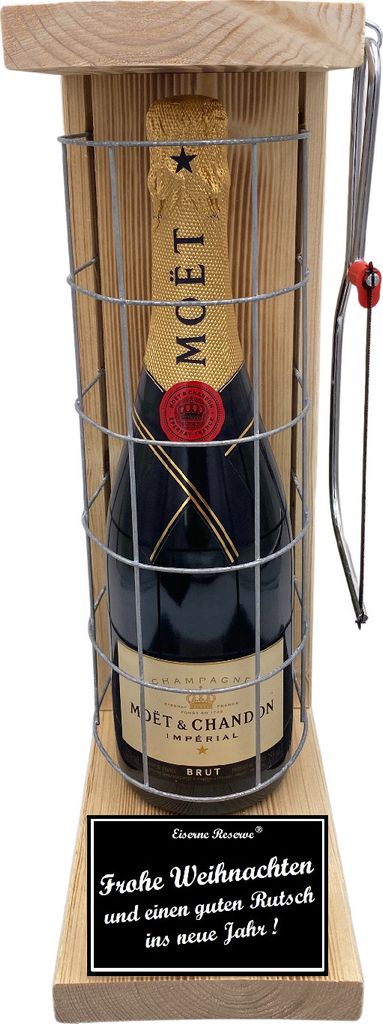 Moet - Frohe Weihnachten und einen guten Rutsch ins neue Jahr - Eiserne Reserve Gitterkäfig Geschenk Weihnachten / Neujahr