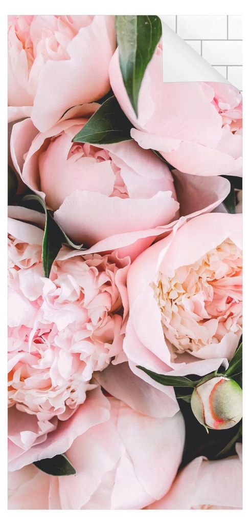 Duschrückwand Blumen selbstklebend - 0.61 mm Wandpaneel wasserfest Rose rosa Landhaus Badrückwand fugenlos Premium matt 100x210 cm