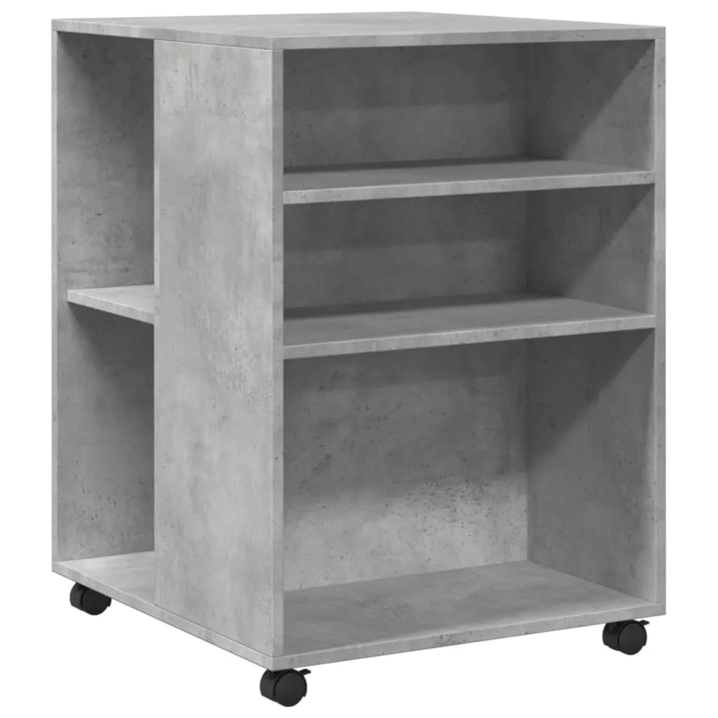 Tavolino con rotelle grigio cemento 55x60x78 cm materiale in legno