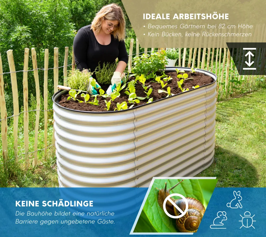 Bac de Culture Surélevé en Tôle Ondulée Westmann S Argent Durable