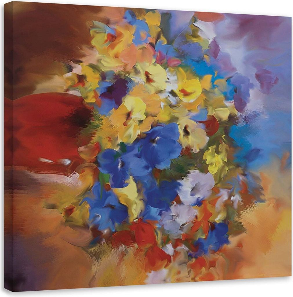 Leinwandbild bunte blumen auf einer wiese 30x30 cm Feeby farbe wandbild bereit zum aufhängen
