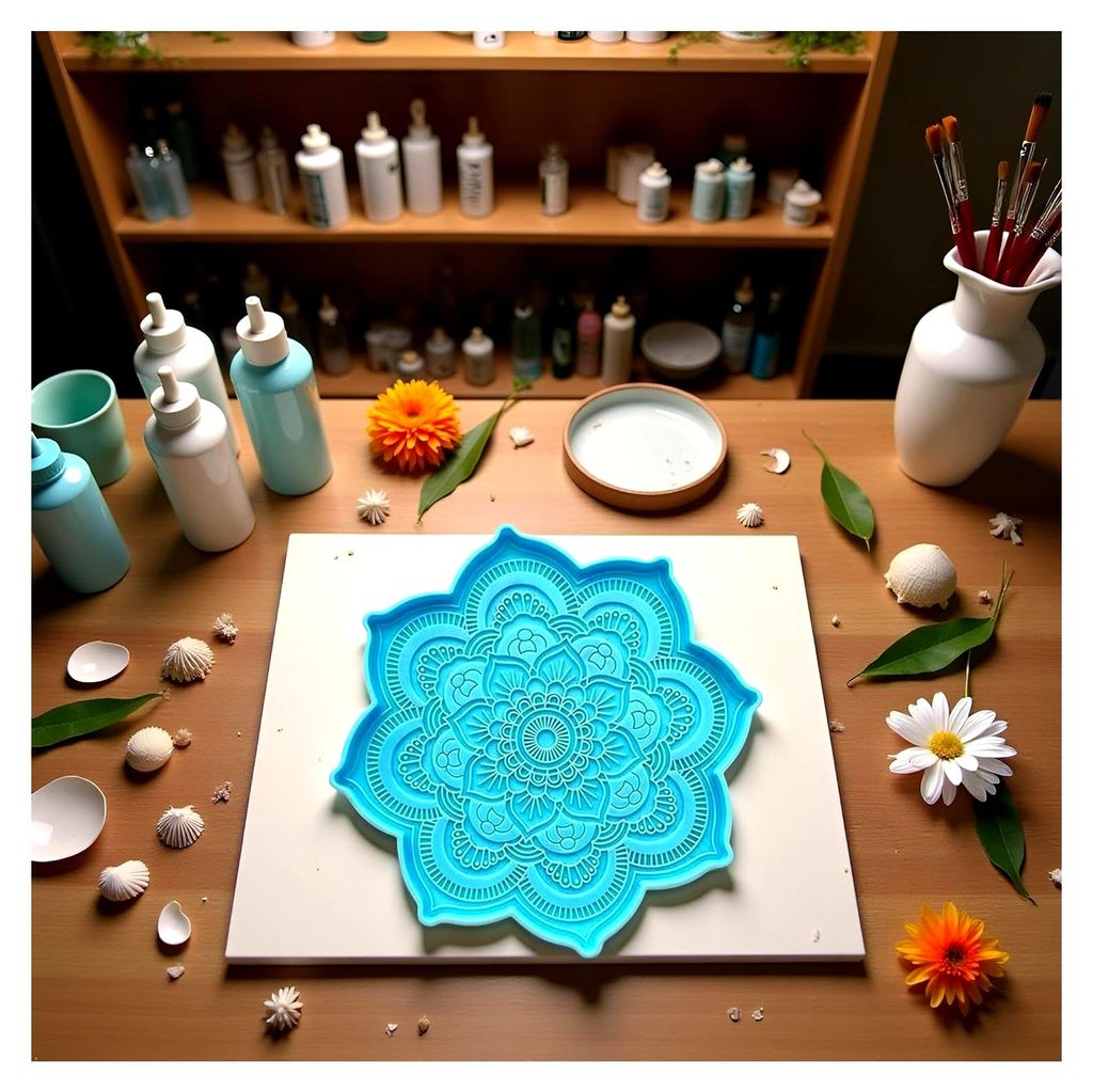 2 x blaue Silikonformen für Epoxidharz – Formen für Blumen-Tabletts, Tassenuntersetzer, Gießen, DIY, Basteln, Heimdekoration, Werkzeuge, Skulp...