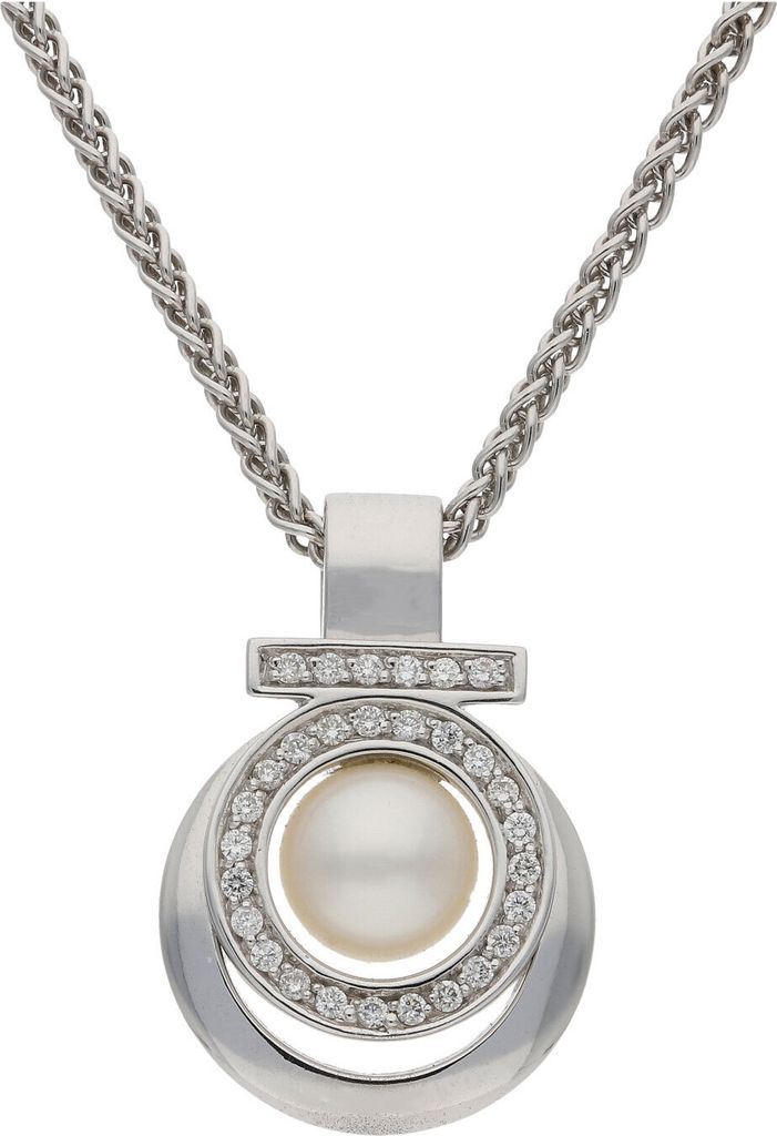 JuwelmaLux Anhänger 585/000 (14 Karat) Weißgold mit Brillanten und Süßwasserzuchtperle JL30-02-4271