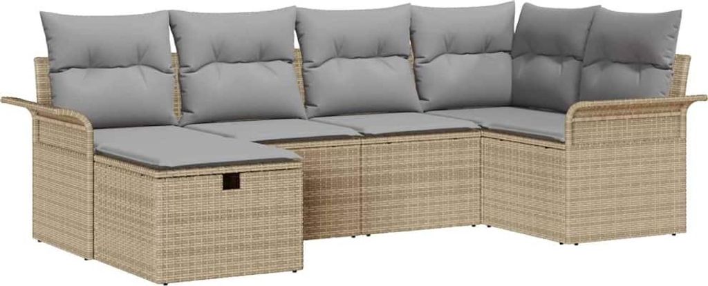 Gartensofa-set mit Kissen mit Speicher 6 pcs Poly Rattan
