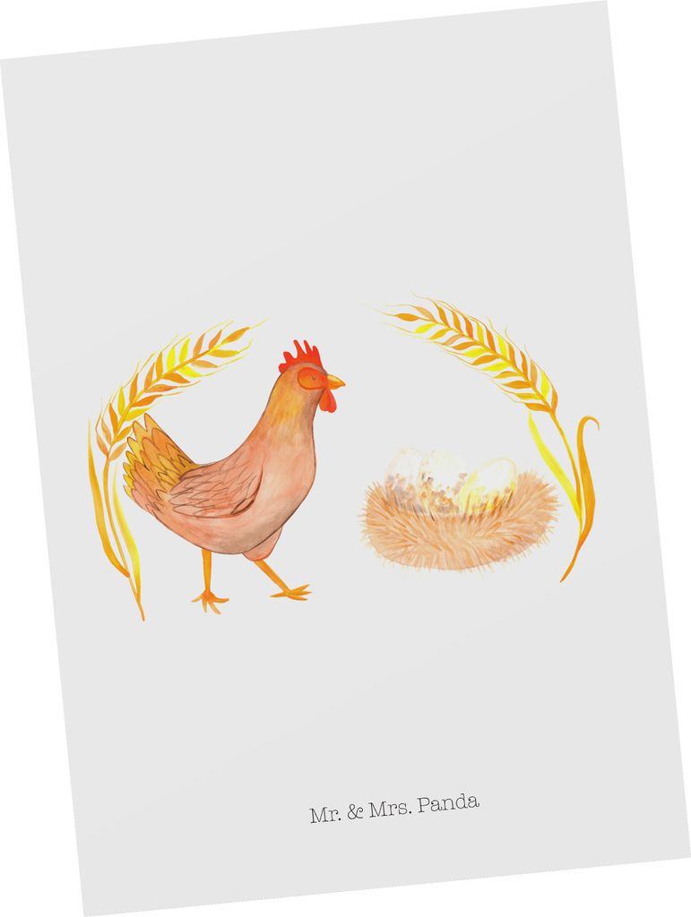 Mr. & Mrs. Panda Postkarte Huhn Stolz - Weiß - Geschenk, Hof, Bauernhof, Ansichtskarte, Motivation, Eier, Schwangerschaft, bildkarte, Grußkarte, ...