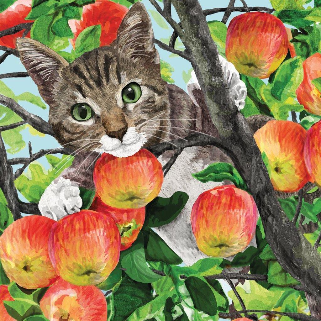 20 Servietten Fuji - Katze im Apfelbaum 33x33cm
