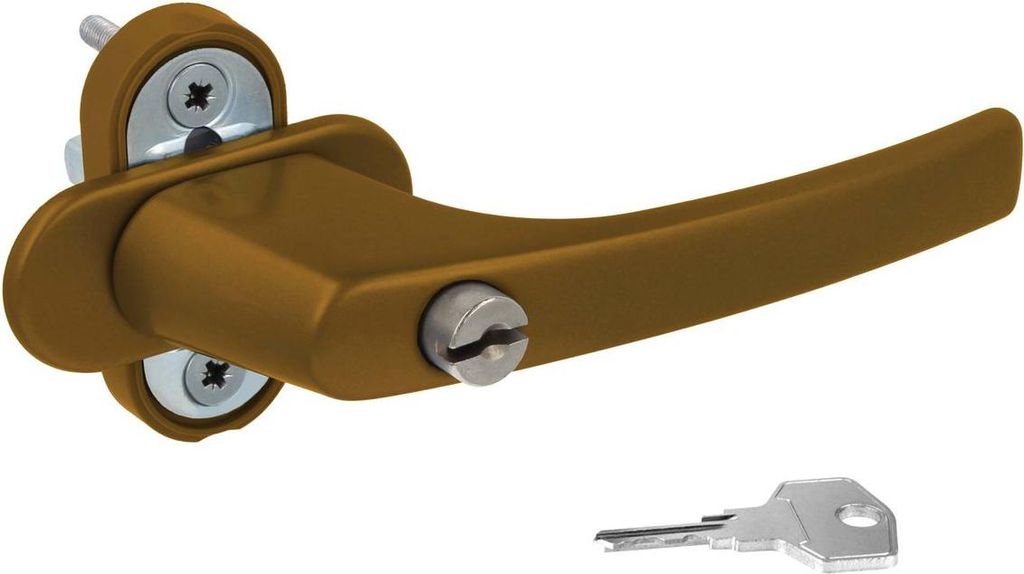 Alu Fenstergriff in Gold F4 abschließbar - Stiftlänge 45mm