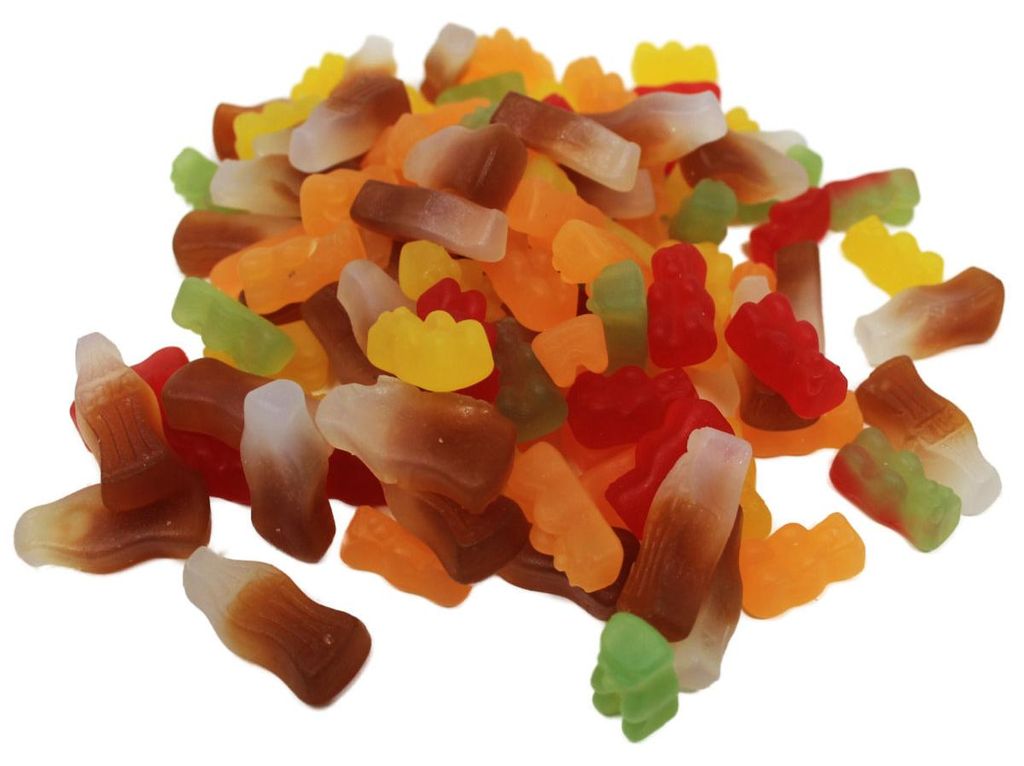 Fruchtgummi Mix Bären und Colaflaschen zuckerfreies Produktbild 