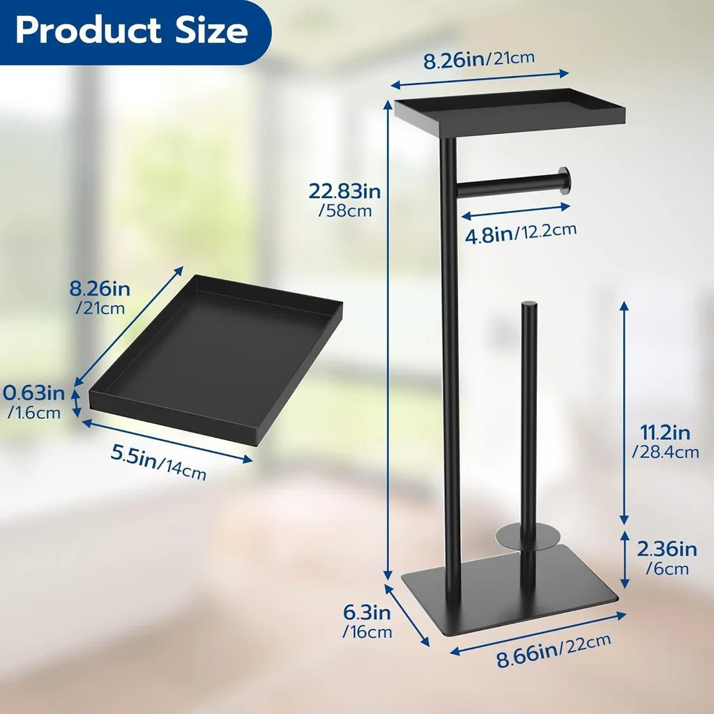 Rangement papier toilette noir 4 rouleaux avec tablette supérieure - 5