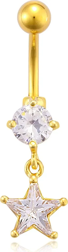 Gioiello Ombelico Karisma HN-56 Titanio G23 Stella Bianco Oro
