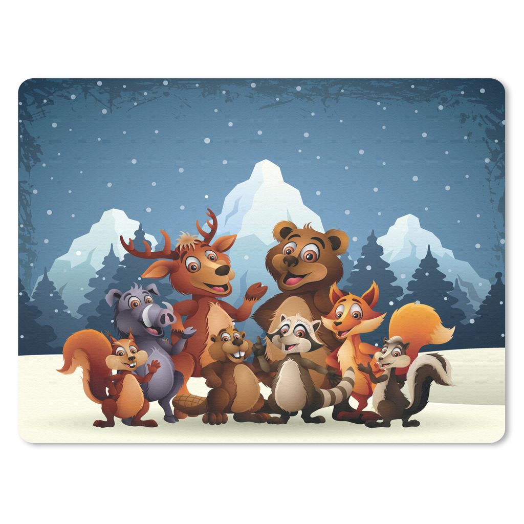 MuchoWow Mauspad Mousepad Illustration - Schnee - Wildtiere - Mädchen - Jungen - Baby 40x30 cm - Mousepads - Maus Mat - Pad - Mausunterlage - An...