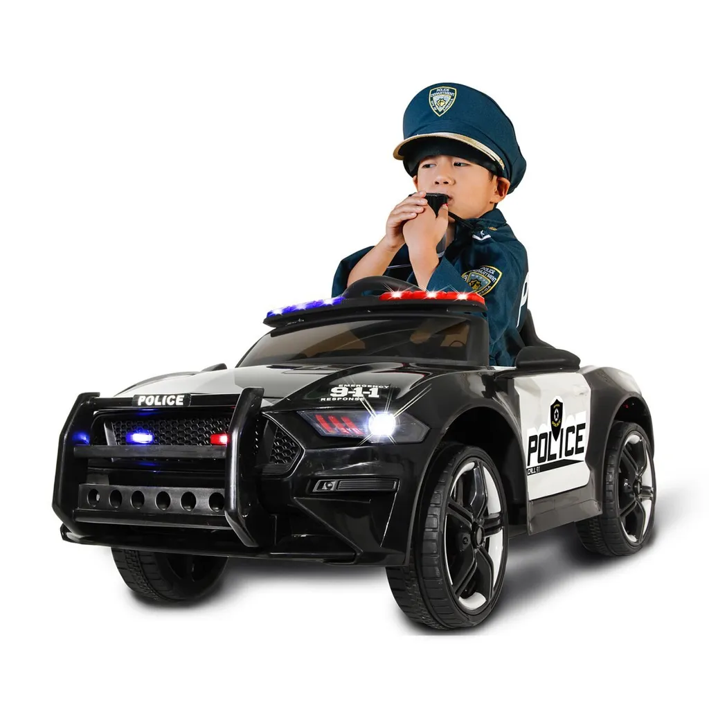 Voiture de police électrique 12V pour enfant avec télécommande parentale