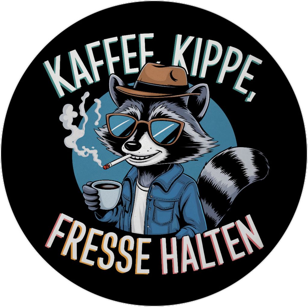 Kaffee, Kippe, Fresse Halten Magnet mit coolem Waschbär