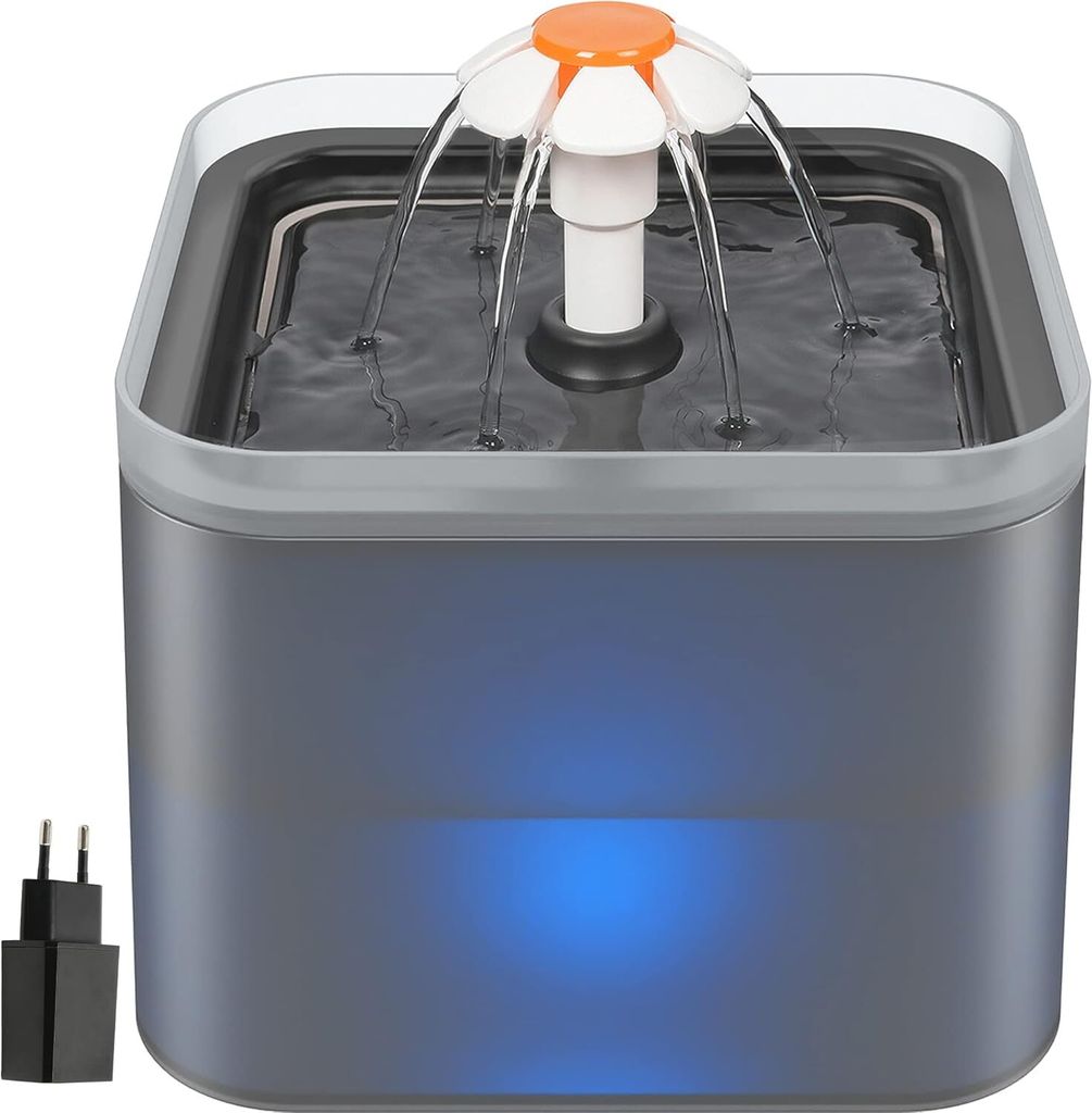 NICREW 2L Katzen-Hunde-Trinkbrunnen, leiser Katzen-Wasserspender mit austauschbarem Filter, Grau