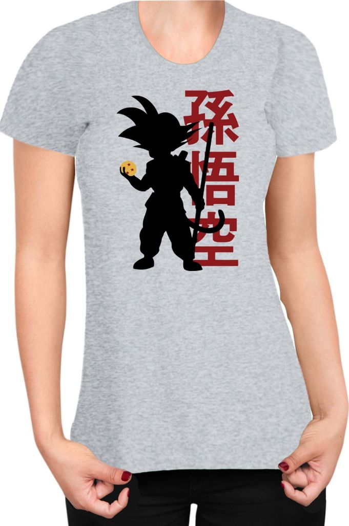 Damen T-Shirt Dragon Anime Manga Ball Z Goku 25, Lady XL / Grau