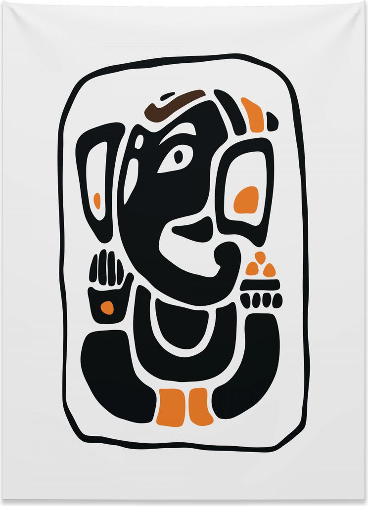Abakuhaus Ethnisch Wandteppich, Meditierende Figur Lotus aus Weiches Mikrofaser Stoff Kein Verblassen Klare Farben Waschbar, 110 x 150 cm, Orange S...